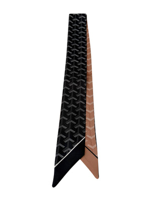 Knotted Black and Tan Herringbone Scarf Necklace