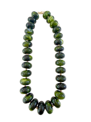 Liberty Chunky Beaded Necklace- Dark Green