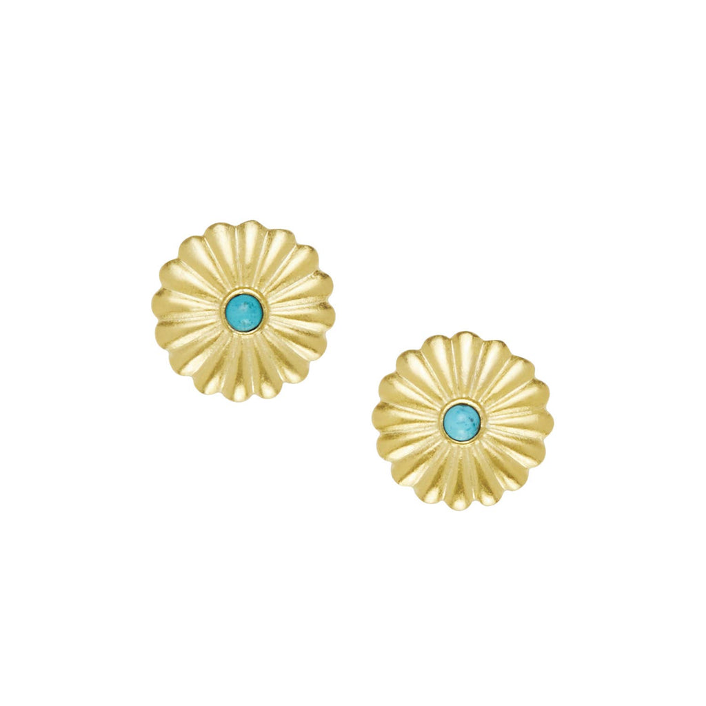 Gold Medium Concho with Turquoise Earrings