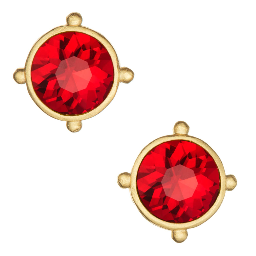 Red Crystal Round Studs