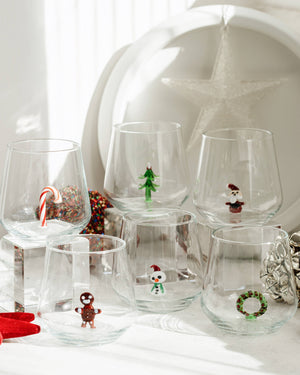 Handmade Tiny Christmas Glassware - Set of 6