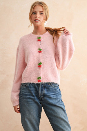 Cici Cherry Button Cardigan