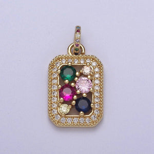 Dainty Multi Color Square Charm