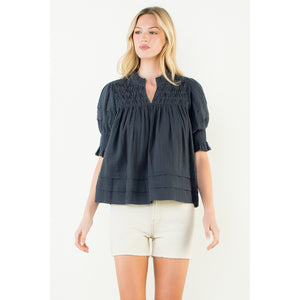 Faya Crinkle Short Sleeve Top