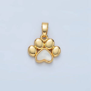 24K Gold Filled Shell Pearl Paw Print Charm