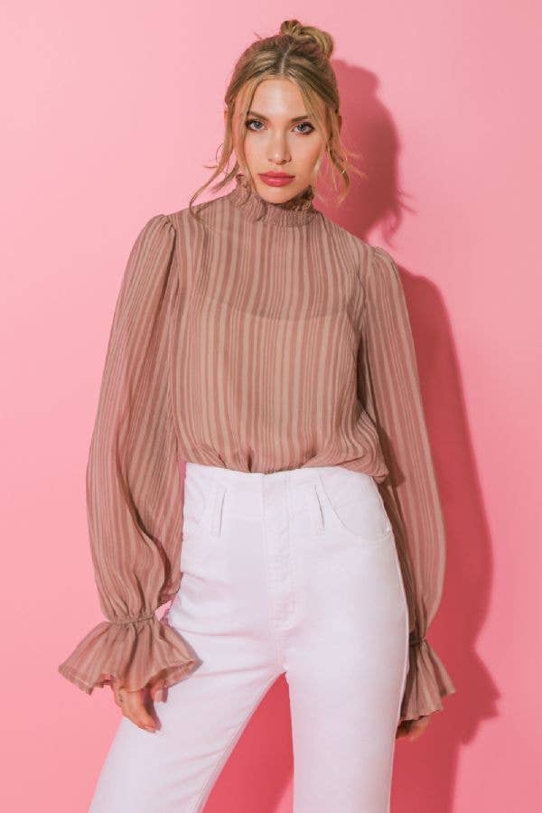 Semi-Sheer Mauve Woven Top