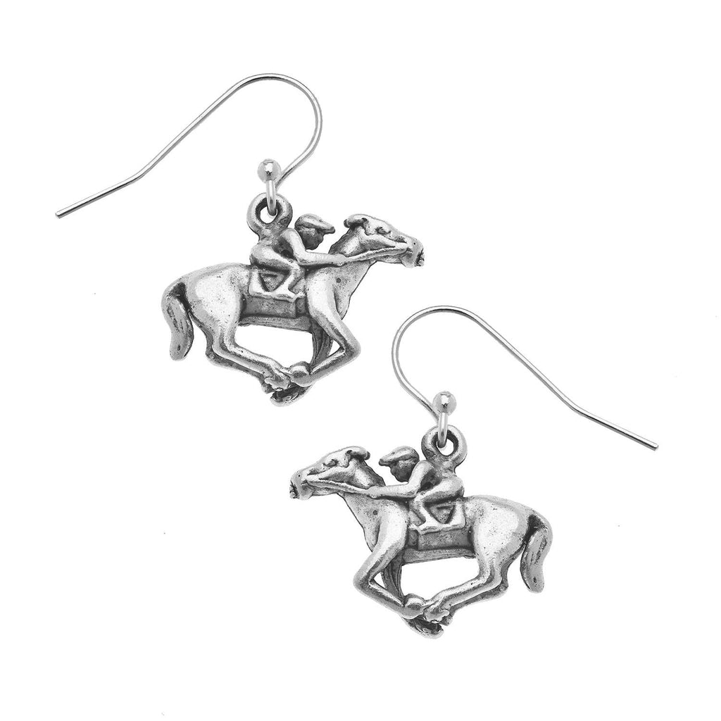 Silver Racehorse Earrings