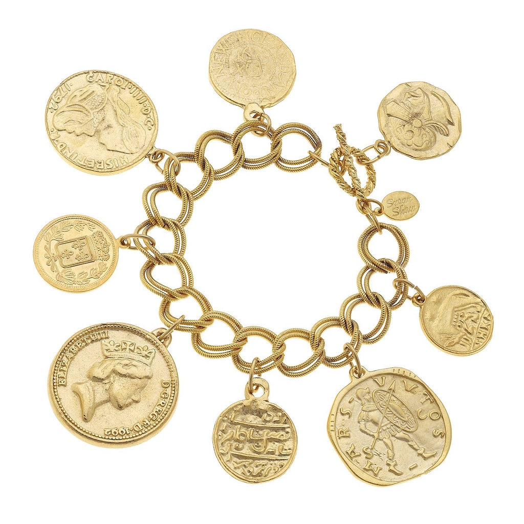 Gold Coin Charm Bracelet