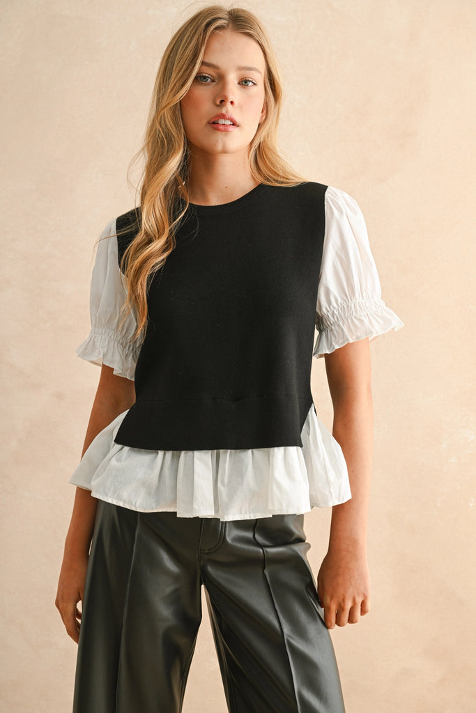 Lauren Sweater Combo Blouse