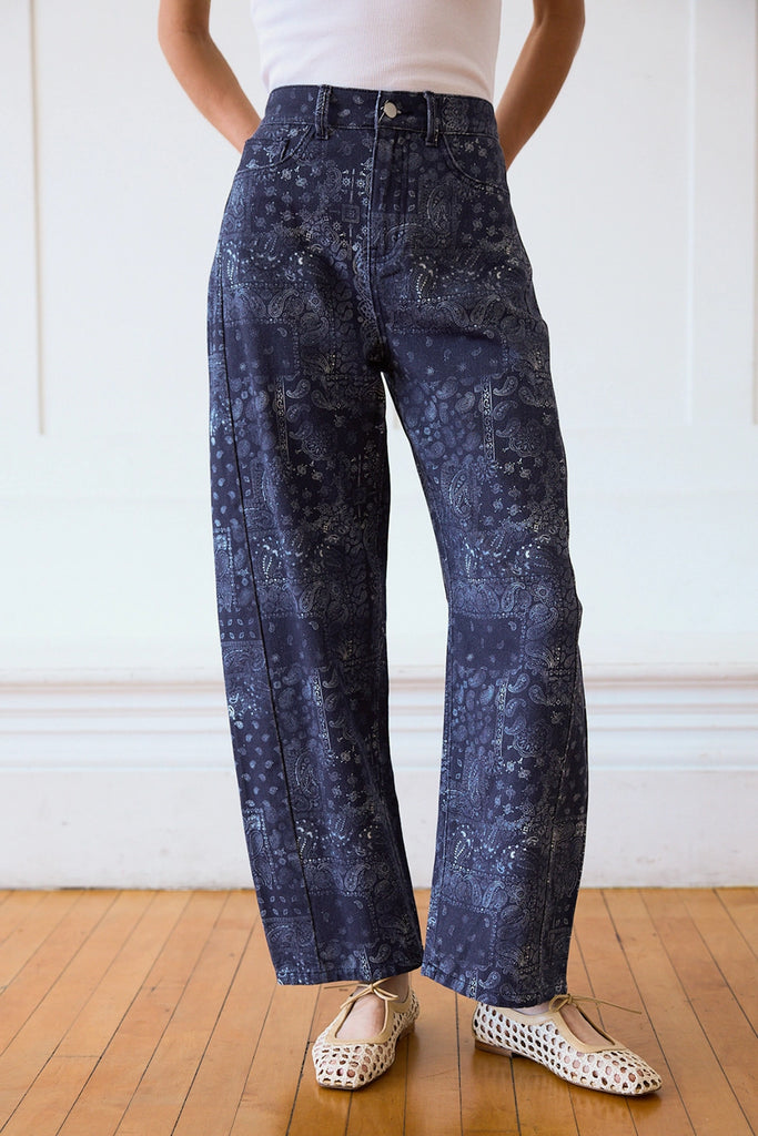 Stevie Washed Bandana Wide Leg Jeans