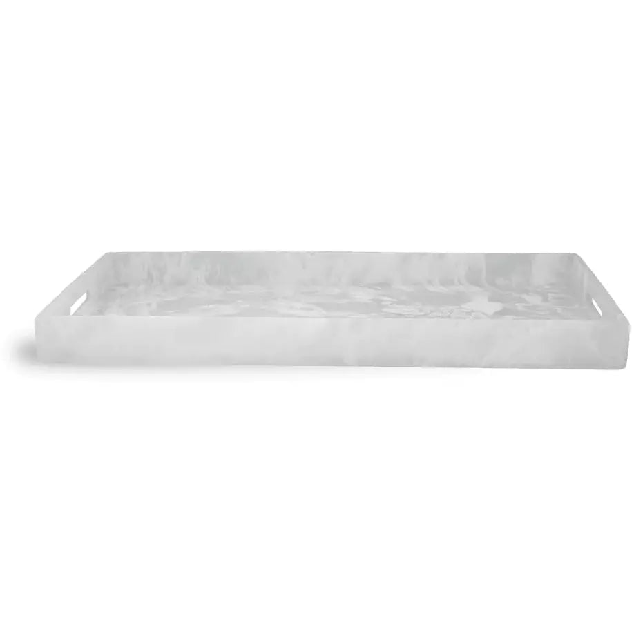 Rectangle Handled Tray - White Swirl