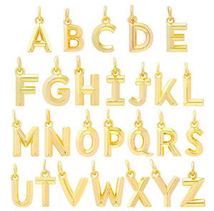 Initial Letter Charm ~ 14k Gold Plated Brass