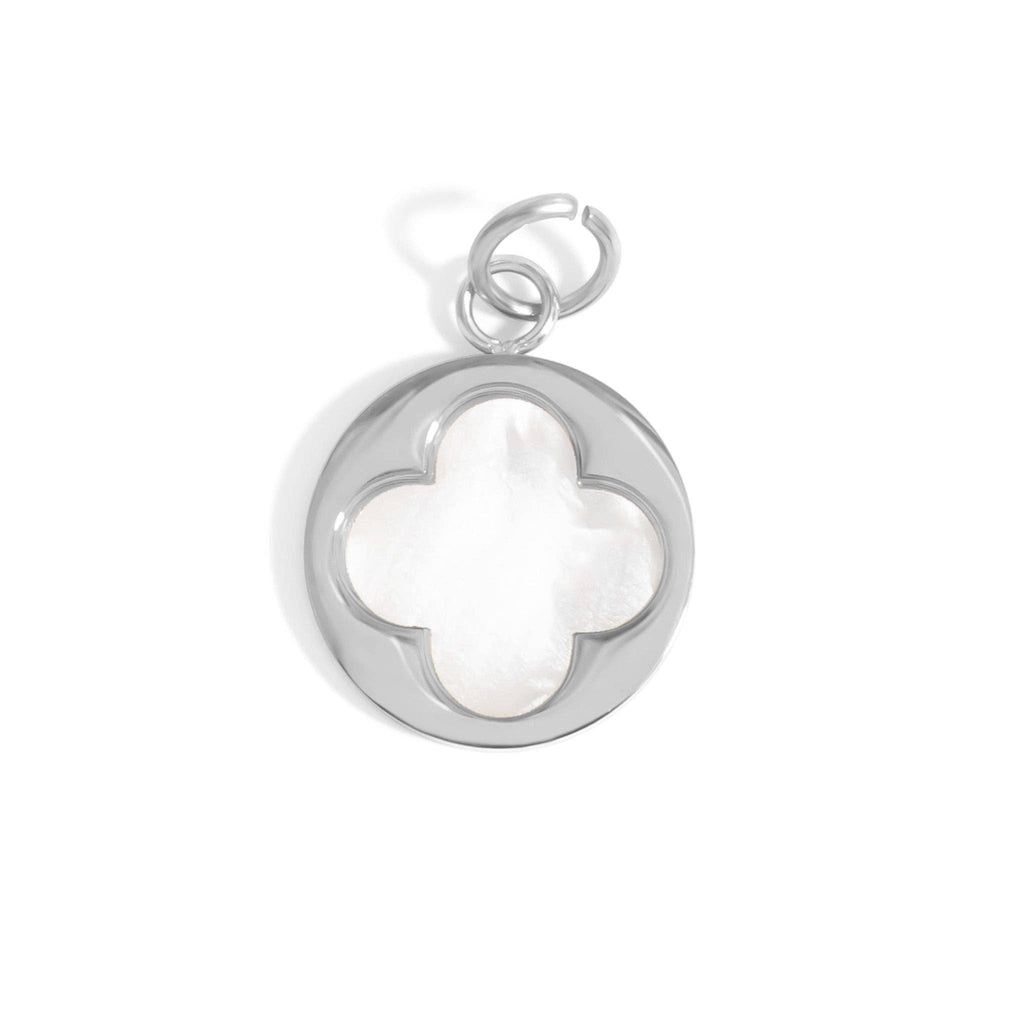 Stainless Steel Mother Of Pearl Floral Charm