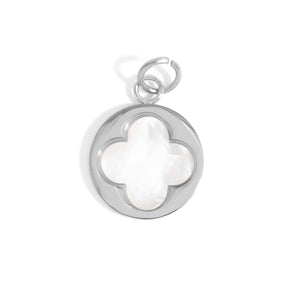 Stainless Steel Mother Of Pearl Floral Charm