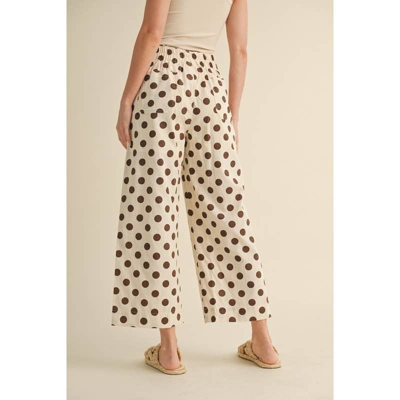 Polka dot print wide leg pants