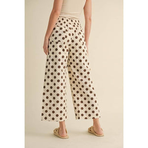 Polka dot print wide leg pants