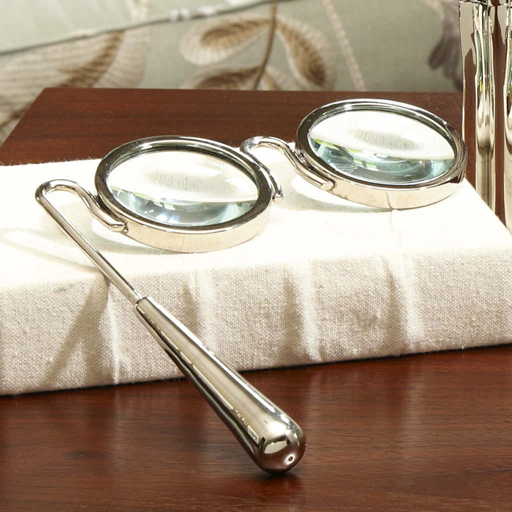 Lorgnette Magnifying Glass-Nickel