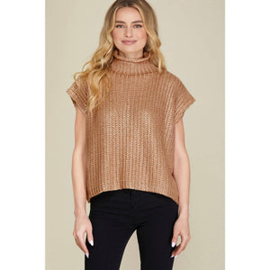 Calla Metallic Mock Neck Sweater