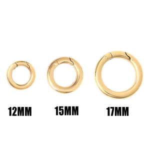 18K Gold Mini Circle Carabiner Charm Holder: 15mm