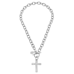 Silver Classic Cross Toggle Necklace