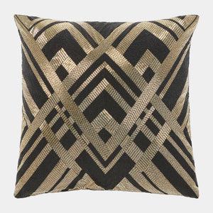 Woven Lines Pillow-Black and Gold