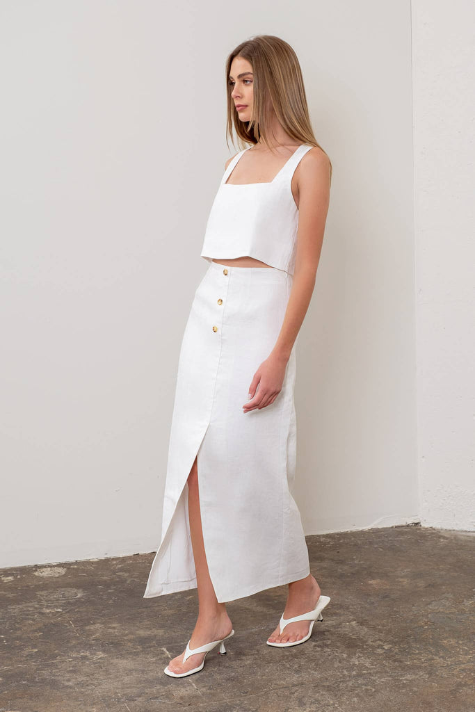 Square Neck Linen Crop