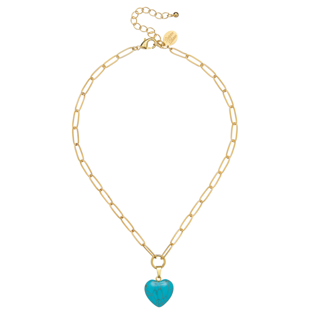 Audrey Heart Necklace: Turquoise