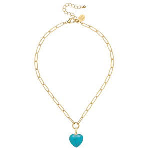 Audrey Heart Necklace: Turquoise