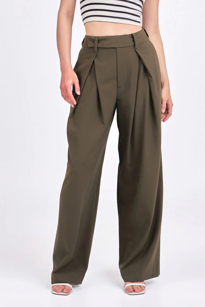 Front Pleat Wide Trousers