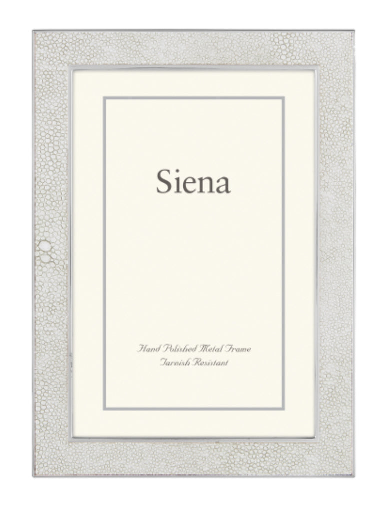 White Shagreen Siena Silverplate Frame 5x7