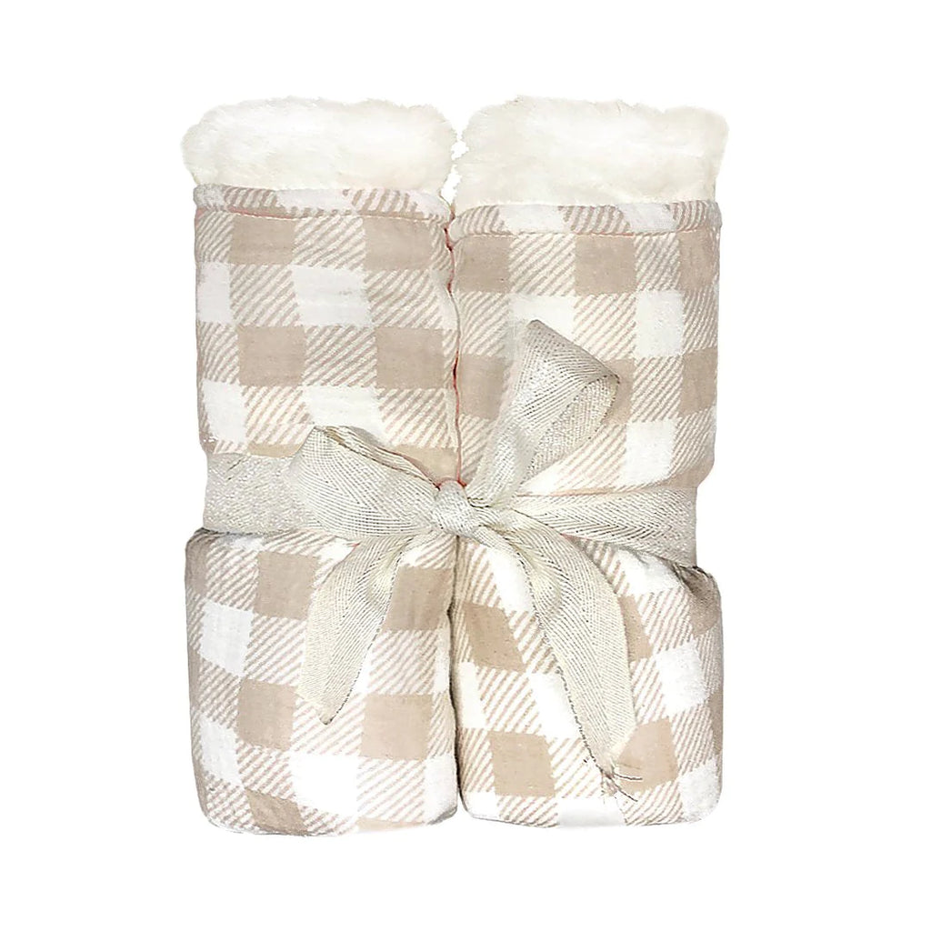 Plush Taupe Gingham Blanket