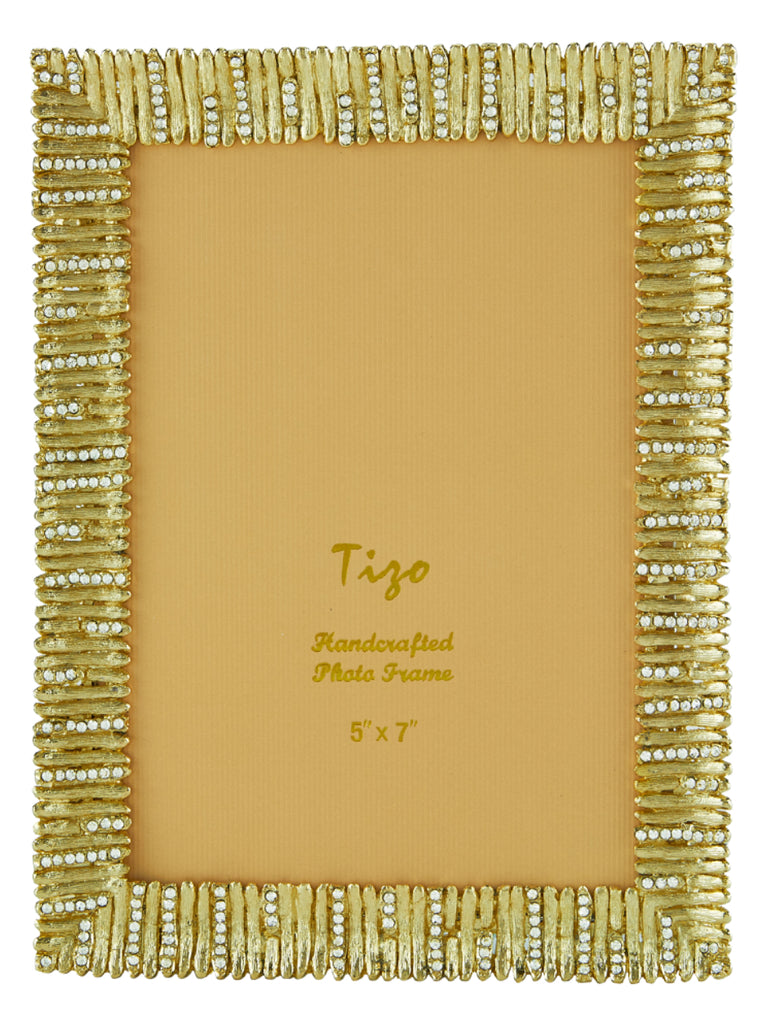 Gold Jeweled Bamboo Frame w/ Crystals 4x6