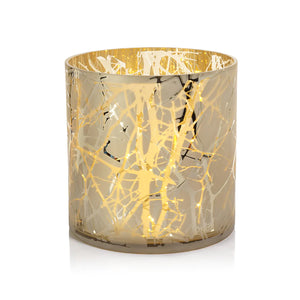 Large Gold Plated Branch Design LED Glass Hurricane