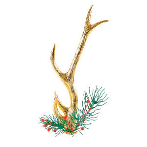 24” Antler Gold Leaf W/Pine Sprig