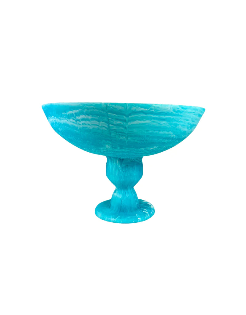 Aqua Swirl Footed Bowl Medium