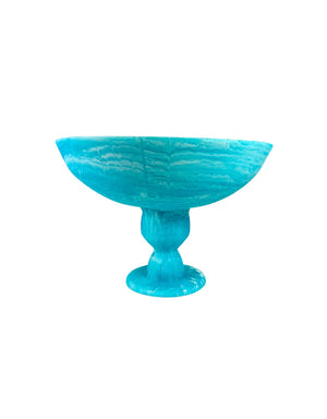 Aqua Swirl Footed Bowl Medium