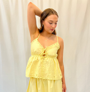 Sleeveless Eyelet Ribbon Top