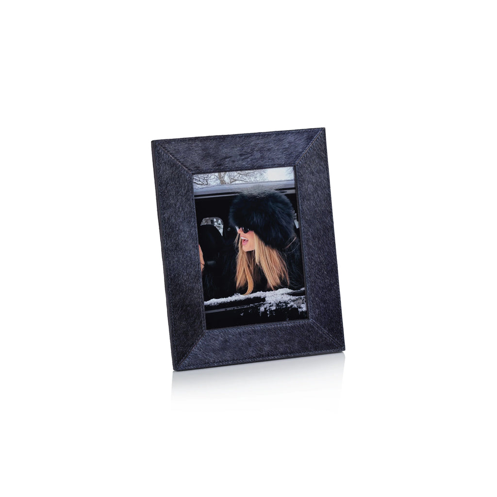 Corviglia Hair On Hide Leather Photo Frame - Navy - 5x7