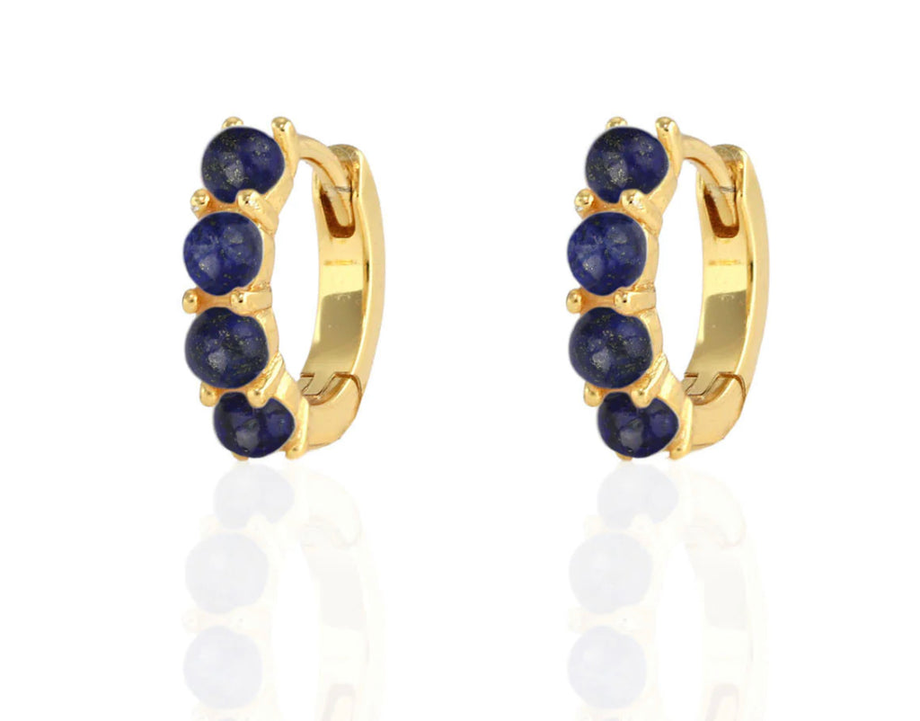 Blue Lapis Huggie Hoop Earrings