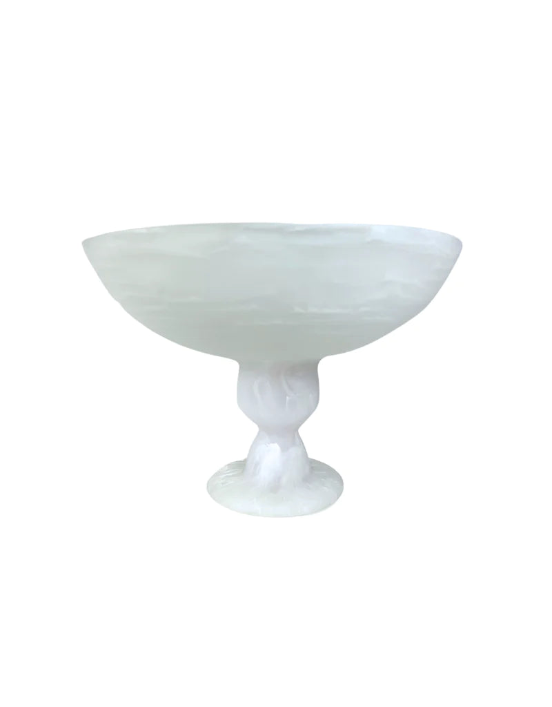 Footed Bowl Large White Swirl