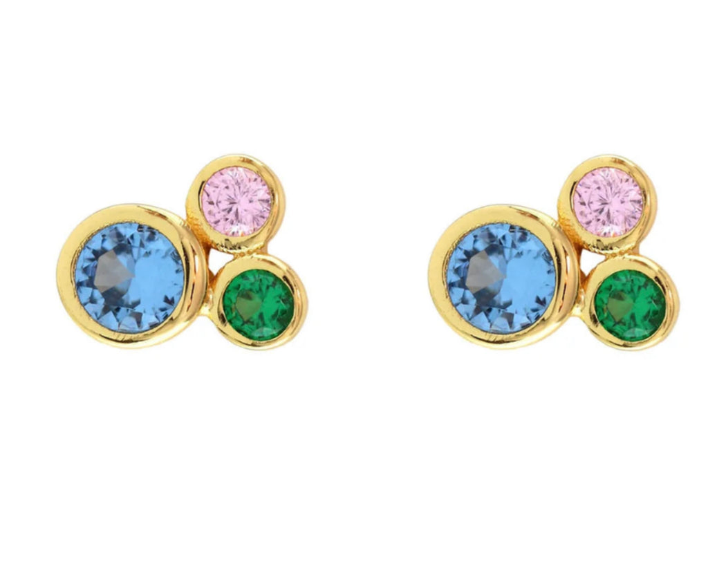 Modernist Bezel Crystal Stud Earrings