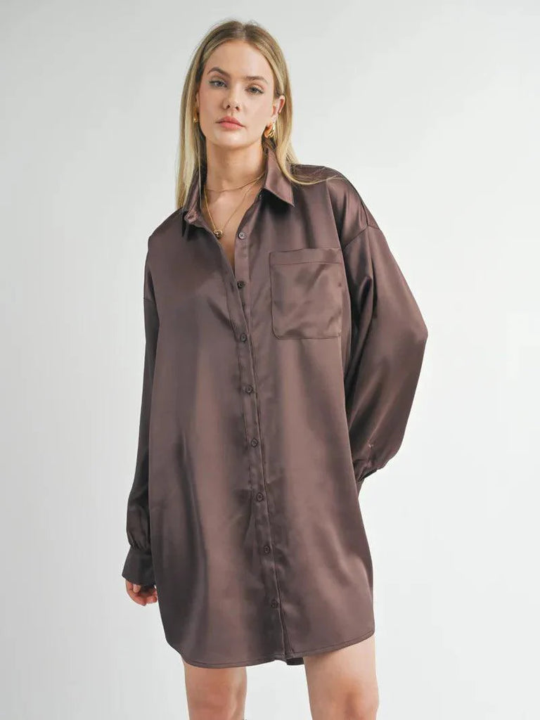 Chocolate Oversized Shirt Dress