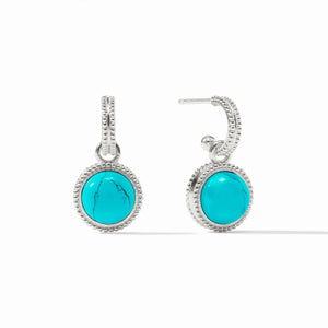 Fleur-de-Lis Hoop & Charm Earring - Silver