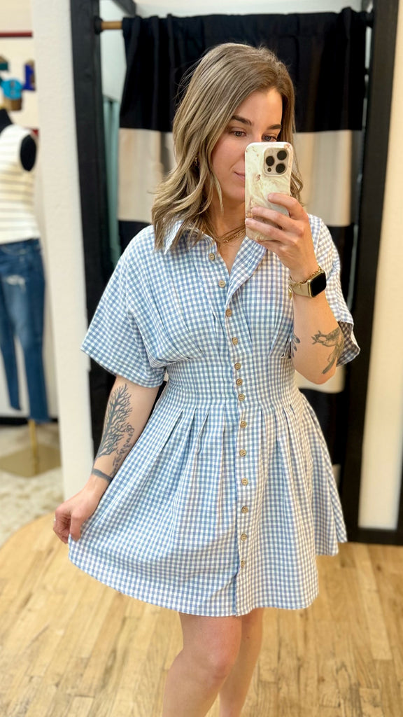 Cerese Gingham Shirt Dress