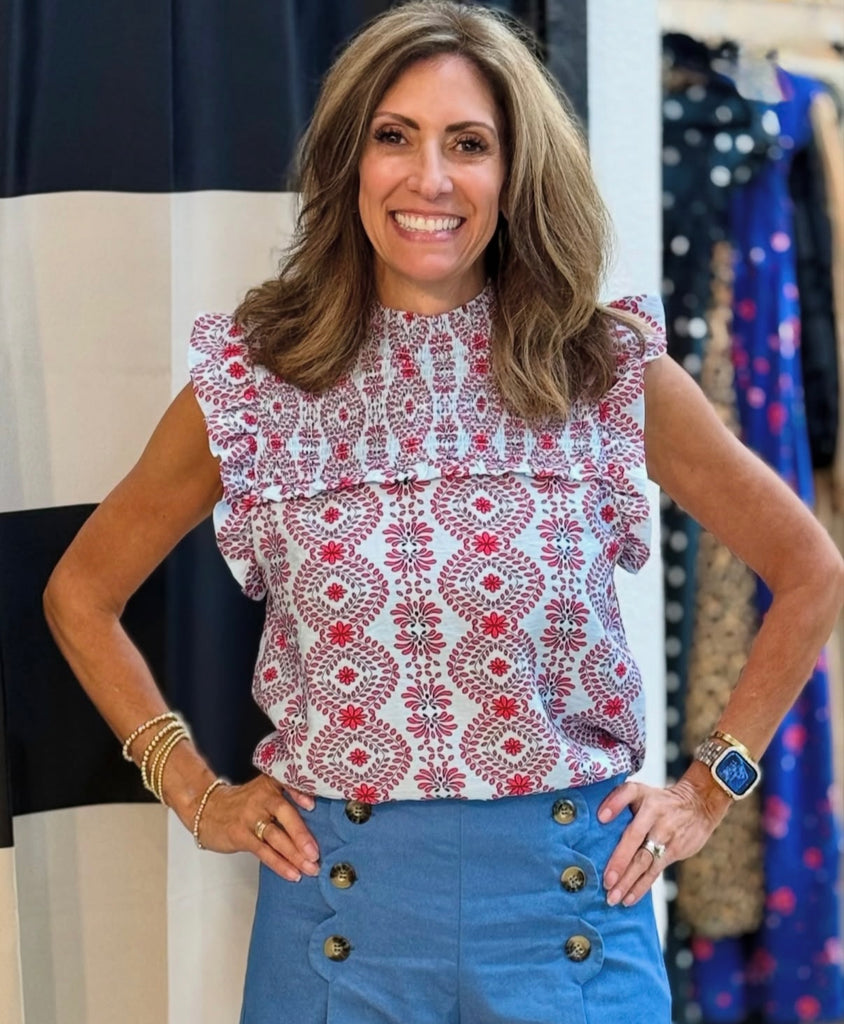 Jana Floral Smock Neck Top
