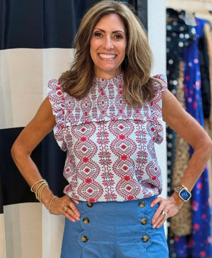 Jana Floral Smock Neck Top