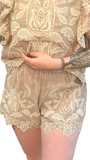 Flora Embroidery Shorts