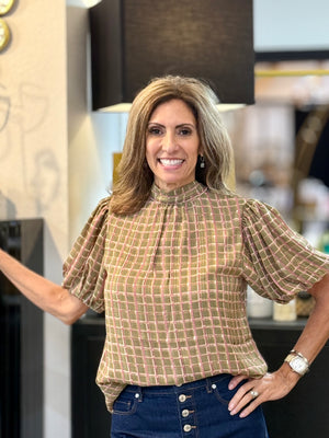 Cynthia Puff Sleeve Plaid Top