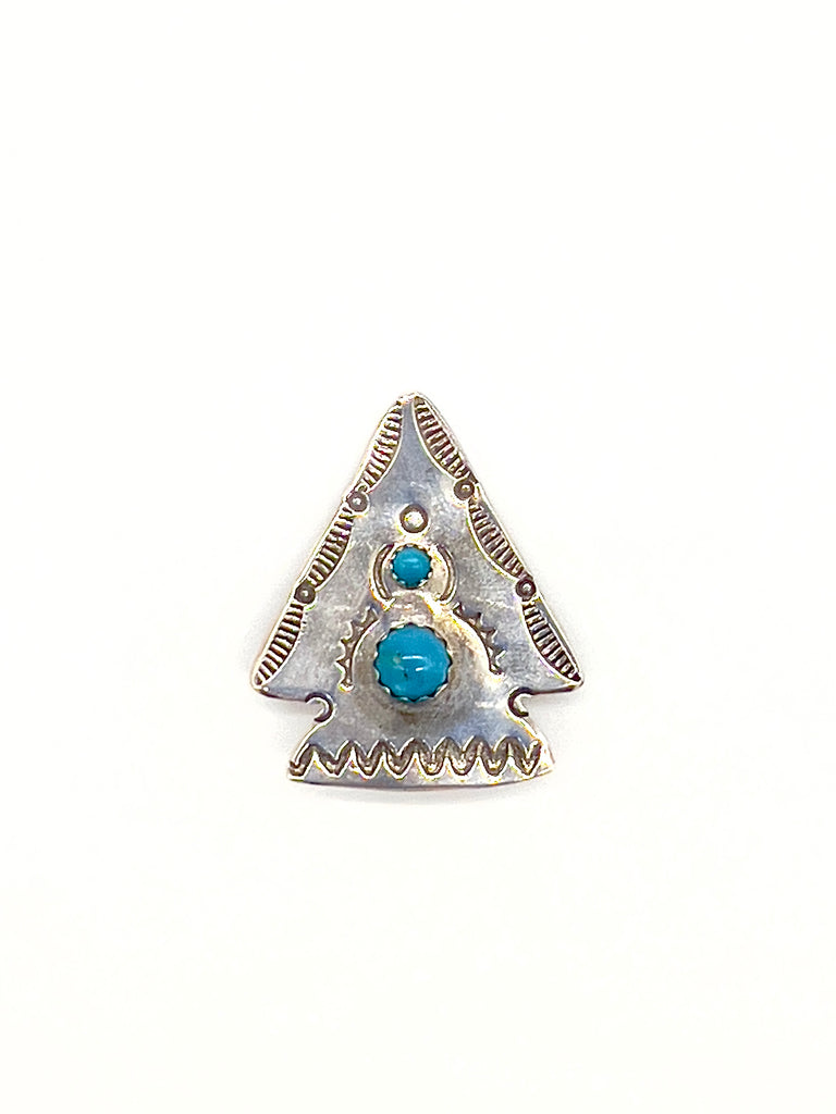 Arrowhead Turquoise Silver Pin