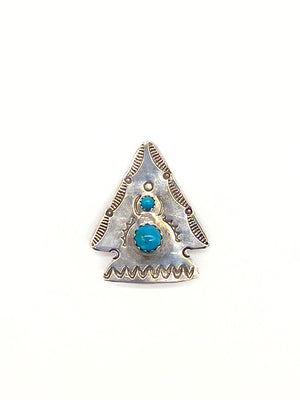 Arrowhead Turquoise Silver Pin